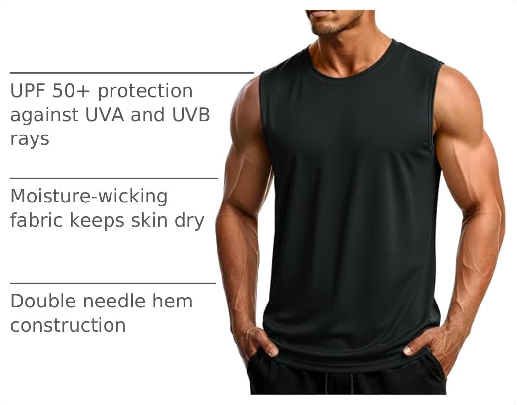 MAGCOMSEN Men's UPF 50+ Tank Tops Quick Dry Workout Gym Sleeveless Muscle Shirts Summer Beach Swim Shirt