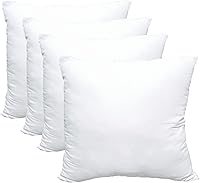 Obruosci Luxury Pillow Inserts Pack of 4 - 18x18 Inch Hypoallergenic Ultra Soft White Microfiber Durable Couch Cushion Fillers