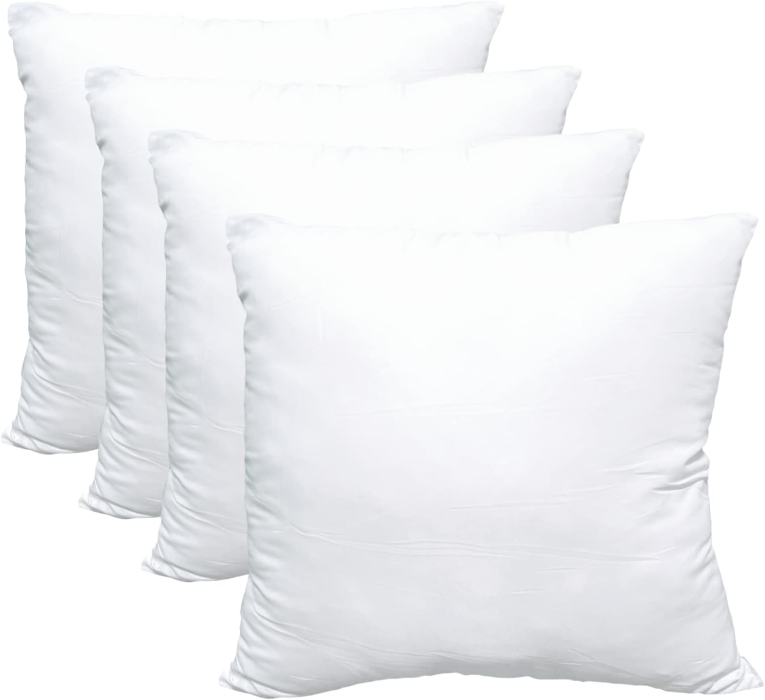 Obruosci Luxury Pillow Inserts, Pack of 4, 18 x 18 inches Hypoallergenic Ultra Soft White Polyester Microfiber Durable Couch Cushion Fillers