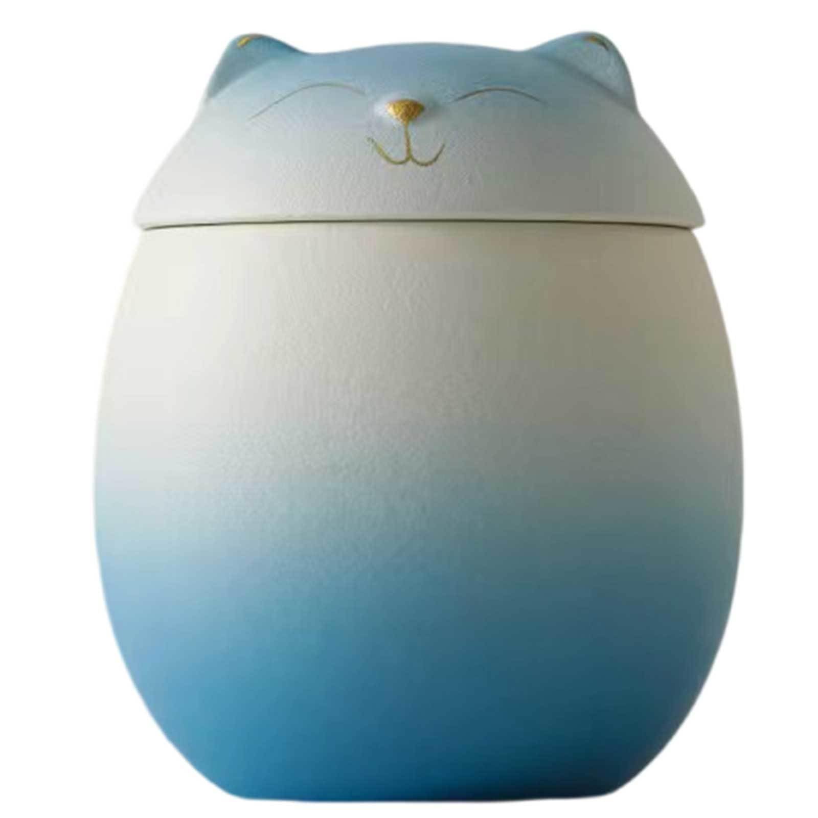 GPDNBIEU Ceramic urns, Funeral Urn Cremation Ashes for Pet Adult Human - Cats & Dogs Memorial Casket(Blue White,Small)