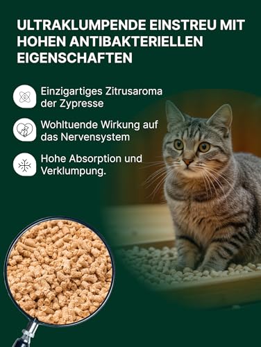 Vielschichtig Antibacterial Katzenstreu Pellets aus Weißes Zedernholz | 100% Pflanzliche Katzenstreu Staubfrei mit Maximaler Saugkraft | 7L
