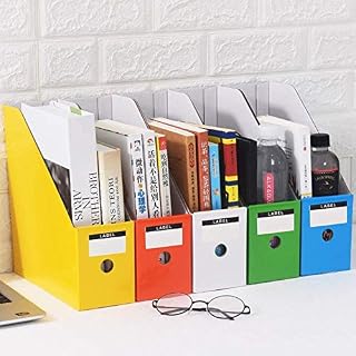 5Pcs File Magazine Holder Cardboard Magazine Rack Files Folder Document Sorter Organizer Paper Book Storage Box Desktop Organizer Kraft Paper Stationery Supplies Table Storage Shelf for Home Office