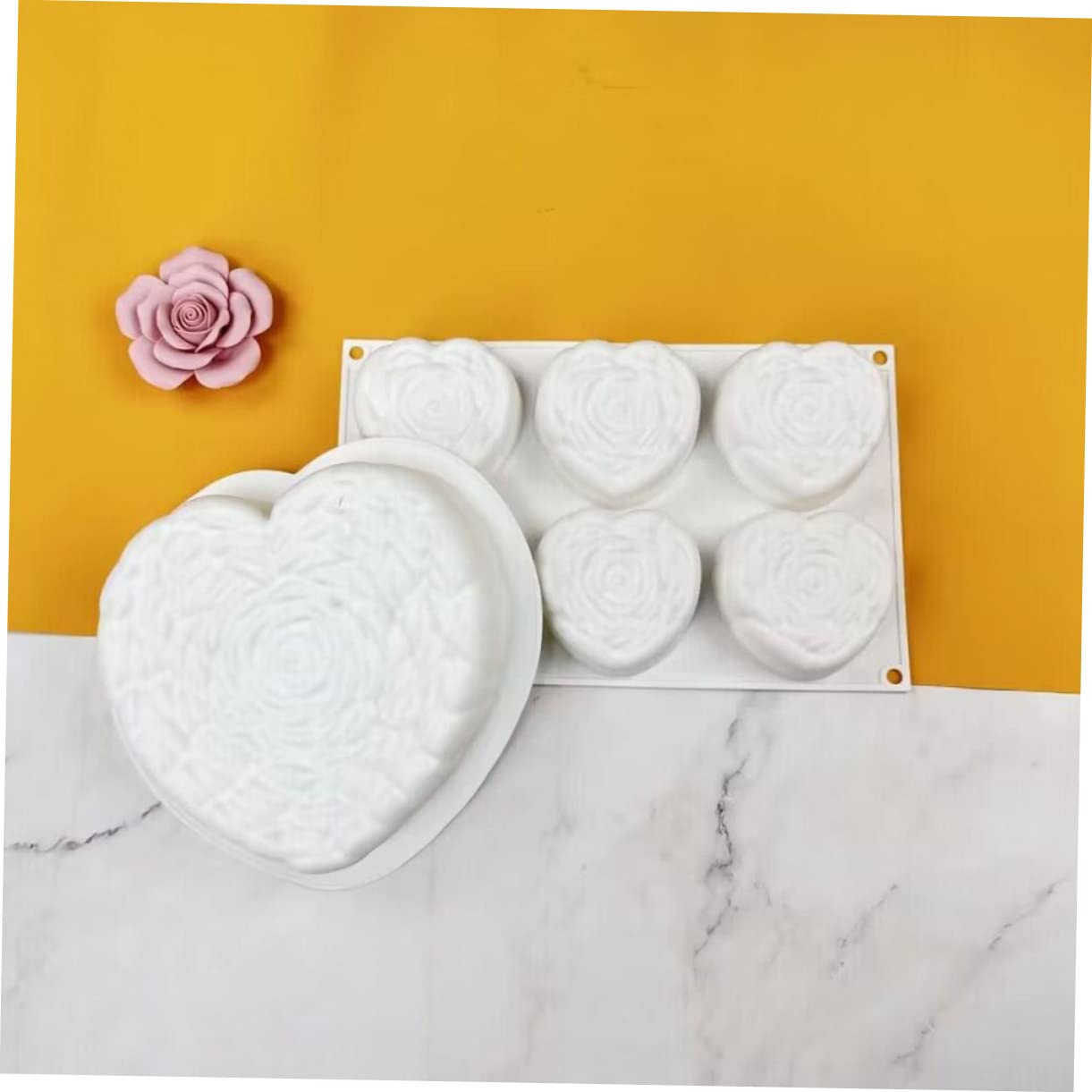 Alipis 4 Pièces moule rose d'amour Poêle en forme de Pâtisserie cube moule à gâteau moule cupcake moule à cupcake moules à chocolat en silicone moule de cuisson en silicone Gel de silice