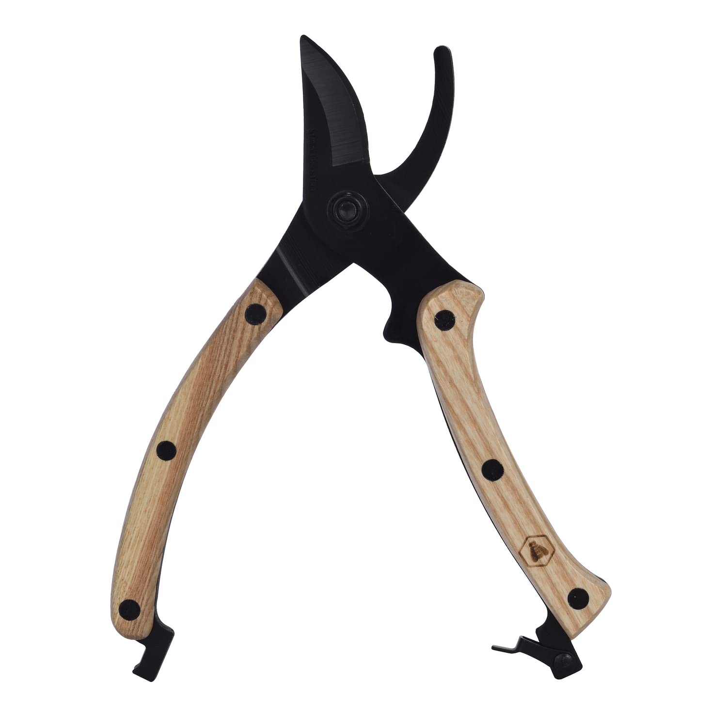 LAGUIOLE - LAGUIOLE, 40269057, Sécateur Noir et Bois, Léger, Branches et Rameaux Frais, Ergonomique, Jardinage, Lame en Acier Inoxydable, Manche en Bois de Frêne Naturel, Noir
