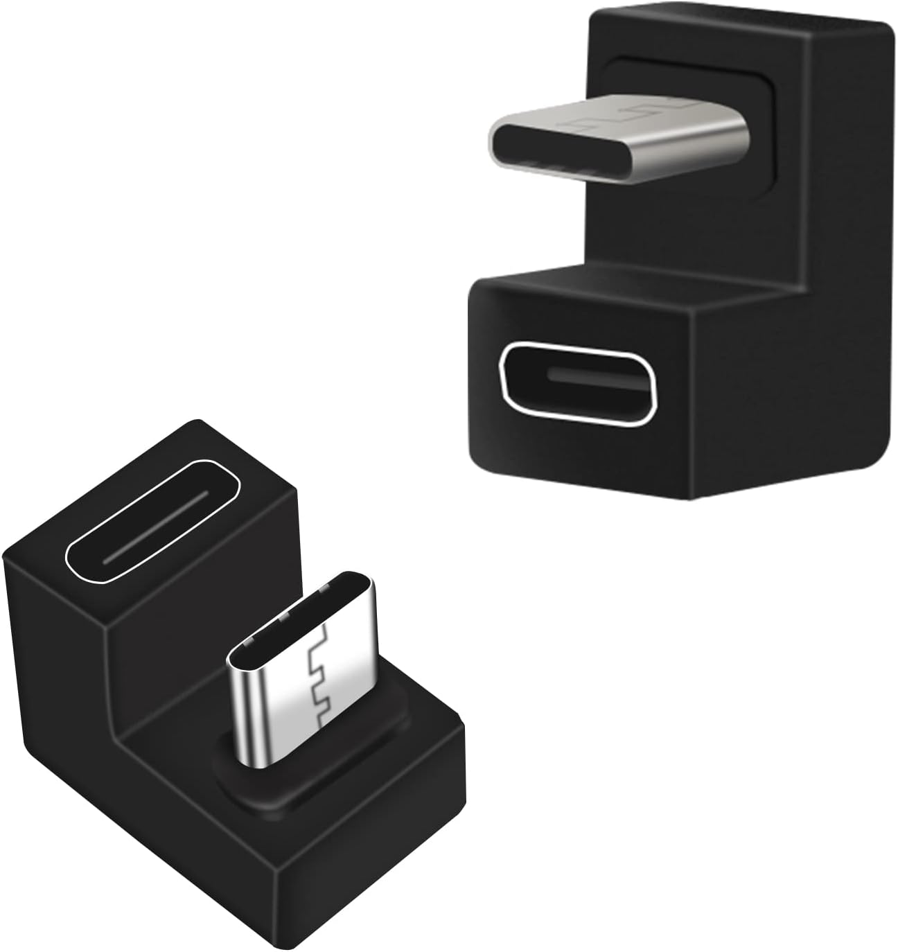 USB C 180 Degree Angled Adapter (2 Pack), U Shape Type-C 3.1 Male to Female Adapter, Type C Angled Adapter Data Transfer Connector Compatible for MacBook, USB-C Tablet and Phone