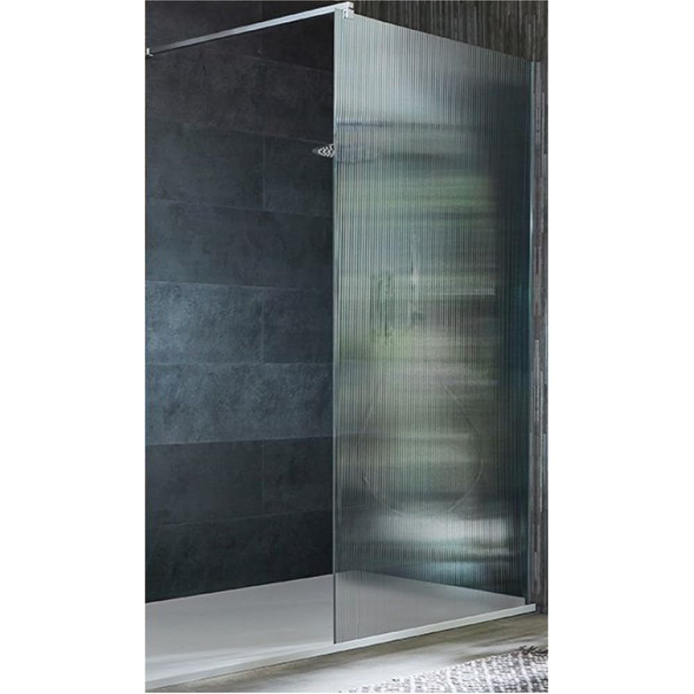 Milano Florence Chrome Fluted Glass Shower Enclosure White Tray - 1400mm x 900mm