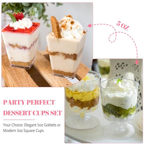 Fracurs 430 Pack Clear Dessert Cups Set with Spoons & Cocktail Picks, 5OZ Round Shooters Cups For Party, Mini Plastic Parfait Cups with Lids for Ice Cream Cake Pudding Fruit Yogurt Jello Appetizer Cup – Image 5