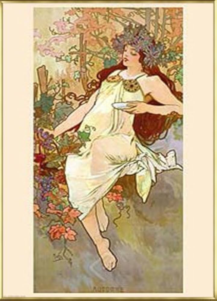 アルフォンス・ミュシャ「(Autumn)秋」額装 アルフォンス・ミュシャ「Autumn」 高品質のアートプリント