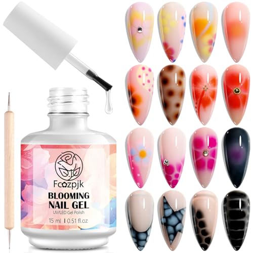 Toenail Clipper Fcozpjk Nail Blooming Gel, 15ML Clear Blooming Gel Polish for Spreading Effect with 1PCS Dotting Pen...