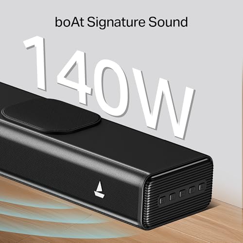 Image of Boat Aavante 2.2 1400, 140W Signature Sound Built-in Subwoofer, 2.2CH, Multiple Ports, EQ Modes, Remote Control, Bluetooth Sound bar, Home Theatre Soundbar Speaker (Premium Black)