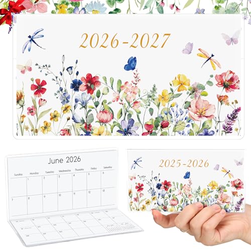 ReliThick 2026-2027 Pocket Calendar for Purse Small Monthly Planner Notebook with PVC Cover Pocket Calendar Journals Notepads Appreciation Present Gift for Women Mom Friends Teacher(Wildflowers)