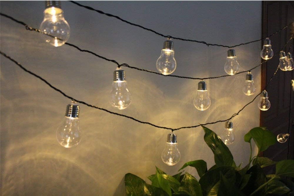 Solar Globe Bulb Lights, 4M 10 LED Solar Outdoor String Lights Waterproof with 2 Modes Lighting for Outdoor, Garden, Christmas Decorations (Warm White)
