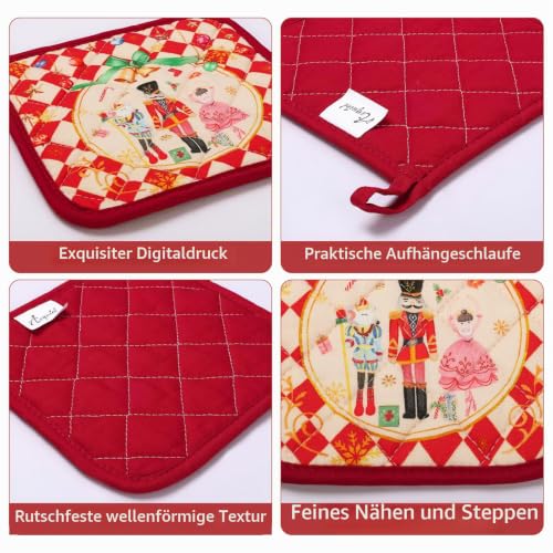 Arquiel Weihnachten Nussknacker Ofenhandschuh & Topflappen 4er-Set – Ansicht 5