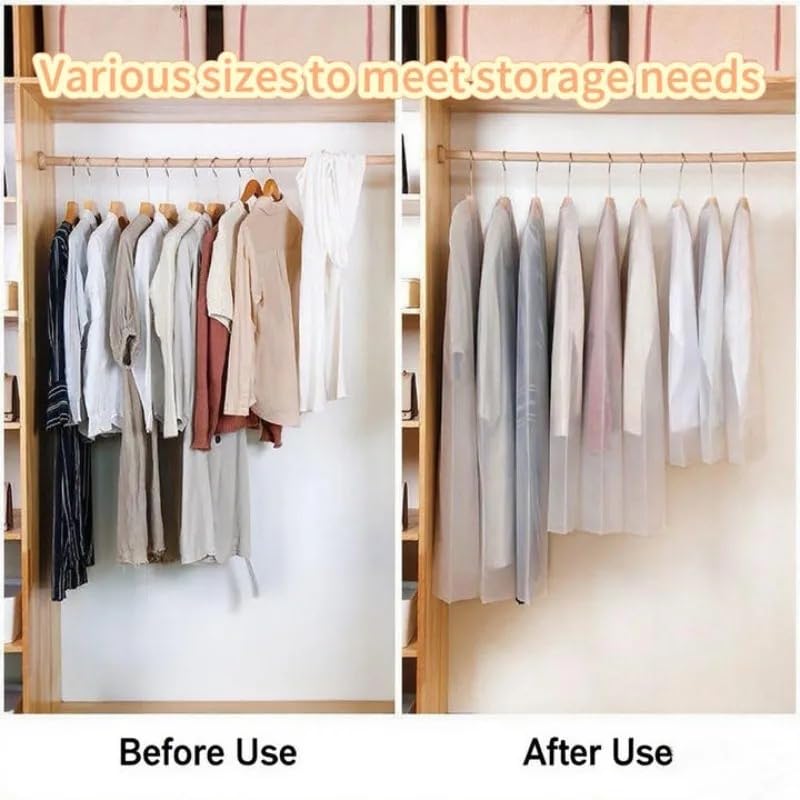 fundas para ropa Clothes Dust Cover Transparent Thickened Washable Bag Household Dusts Coat Suit Hanging(L 60x120cm,10pcs)