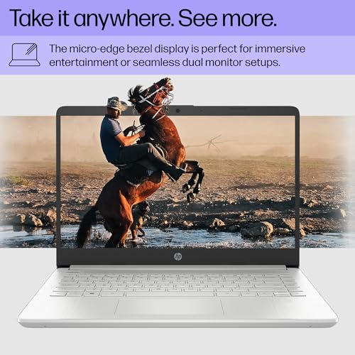 Image of HP 14 inch Laptop, Full HD Display, 12th Generation Intel Core i3-1215U, 4 GB RAM, 128 GB SSD, Intel UHD Graphics, Windows 11 in S Mode, 14-dq5000nr (2023)