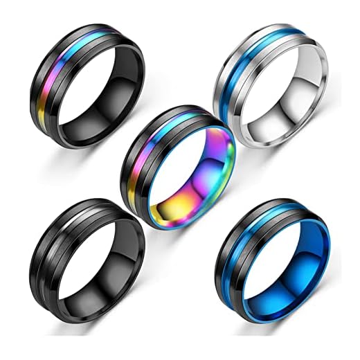 5 Piezas Anillos Hombre Acero Inoxidable Hombres, Anillo de Acero Inoxidable para Hombre, Negro Anillos Hombre Acero Inoxidable Vintage para Hombre Promesa Anillo Mujer Hombre Unisex de Tungsteno