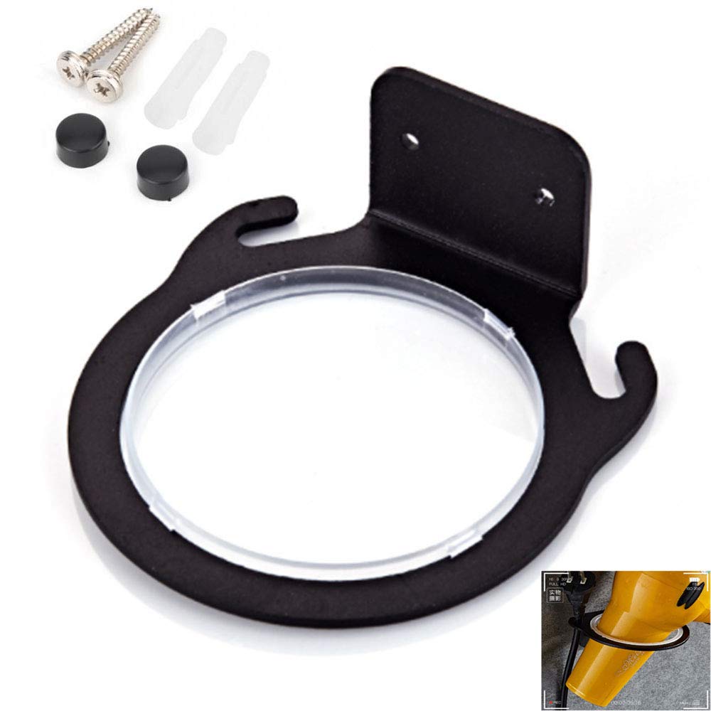 Ngansurong C Hair Dryer Holder Wall Mount Stand Rack Bracket Shelf Bathroom Salon Storage Organizer Stainless Steel Hairdressing Dryer Hanger Black