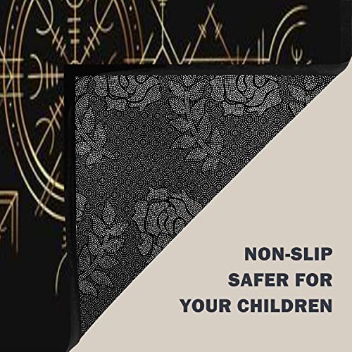 Viking Magic Symbol Golden Esoteric Ornament Norse Compass Amulet 6X9 Rug Area Rug Non-Slip Floor Mat Indoor Outdoor Carpet For Living Room Bedroom Kids Room Home Decor Throw Rugs Runner Rugs #TOP4