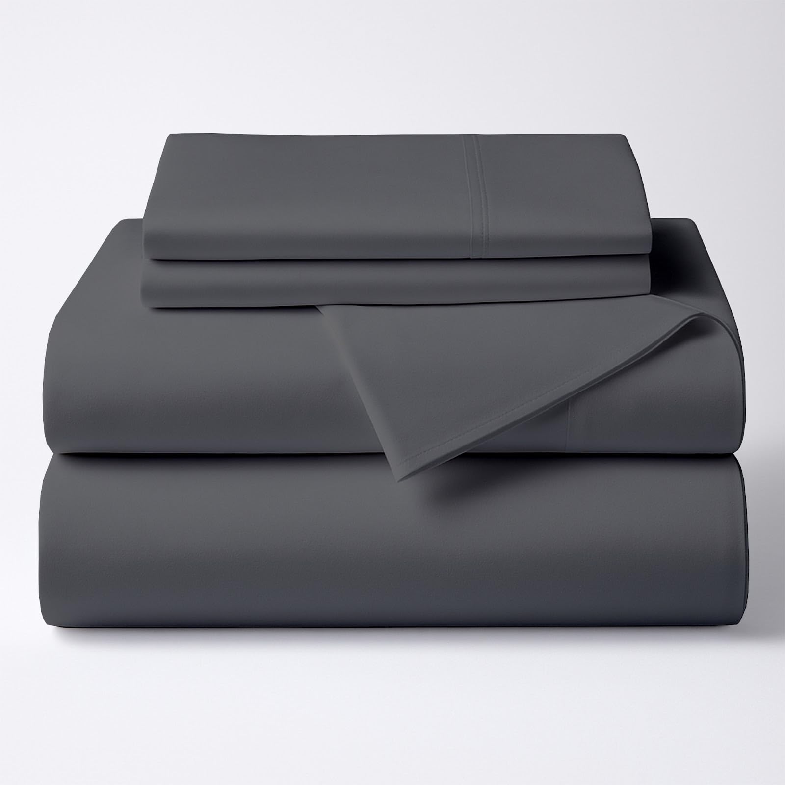 ARlinen 4 Piece Twin Sheets Set, 100% Egyptian Cotton Bed Sheets, Dark Grey, Soft & Breathable Bedding, Fits Upto 10 Inch Deep Mattress