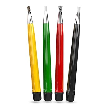 4-Piece Scratch Brush Pen Set, Sanding Brushes Tools with Fiberglass, Steel, Brass and Nylon Nigs, Cleaning Brush for Jewelry, Watches, Coins and Electrical Circuit Boards