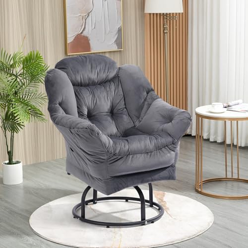 TinFrey Sillón Giratorio 360° - Sillón Relax XXL en Piel Ecológica Suave con Estructura de Acero, Capacidad 227 kg (500 lbs), Montaje Fácil, Silla de Oficina/Salón/Lectura, Diseño Moderno y Cómodo