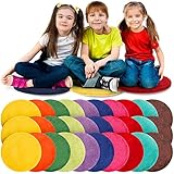 Funtery 30 Pieces Kids Carpet Circle Seats Bulk 18 Inch Classroom Children's Mats Multi Color Rug Mats Round Soft Warm Floor Cushions for Library School Story Time Group Activity Play Areas
