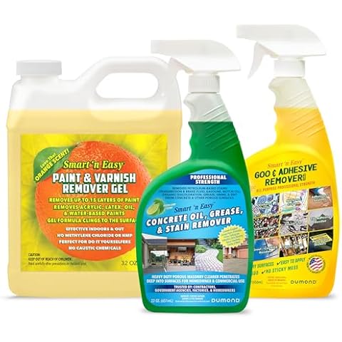 Smart ‘n Easy Ultimate Cleaning Discount Bundle - Contains Citrus Paint & Varnish Remover 32oz, Goo & Adhesive Remover 22oz Spray, and Concrete Oil, Grease, & Stain Remover 22oz Spray Cover