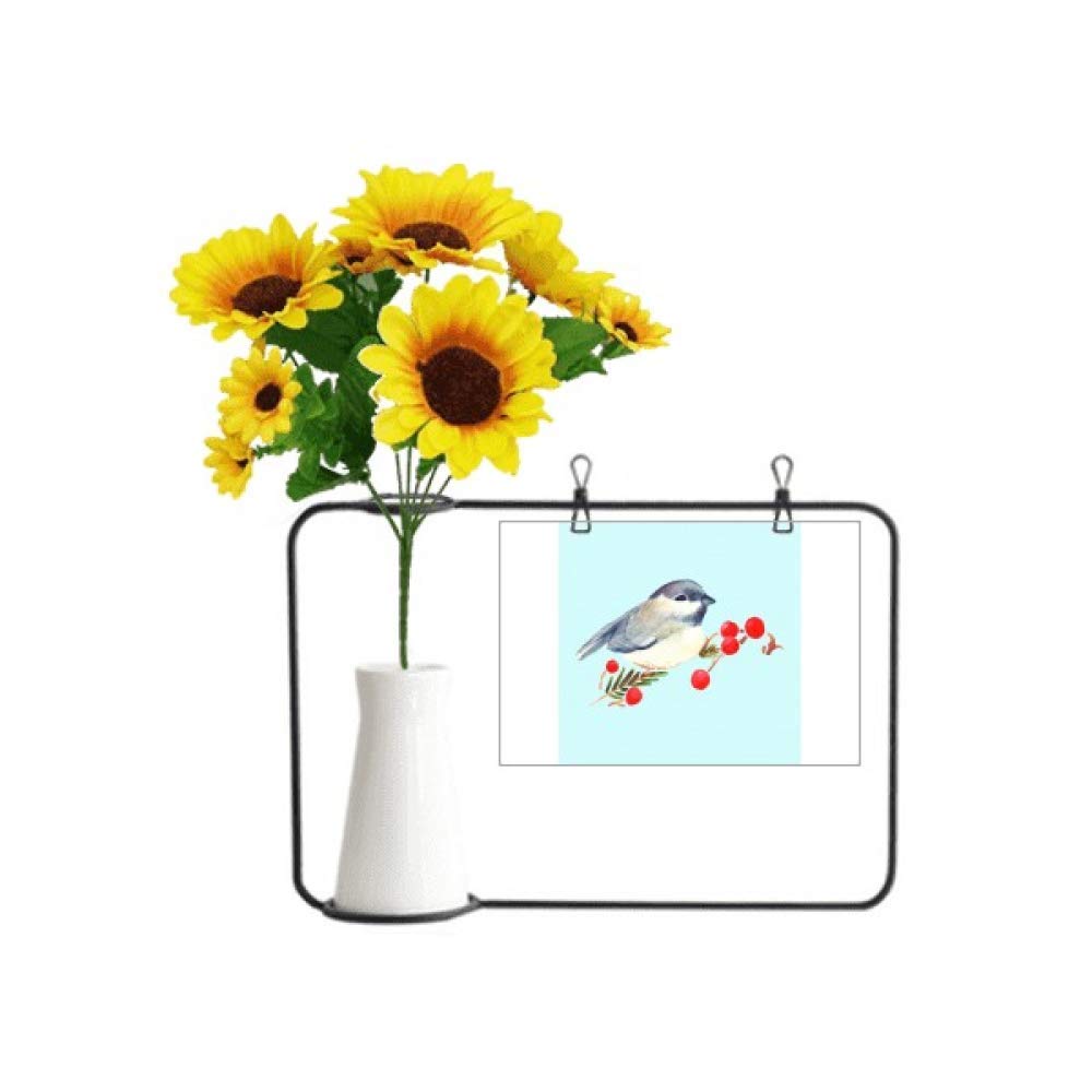 Vase pie oiseau gris en bouteille avec carte de bénédiction pour fleurs