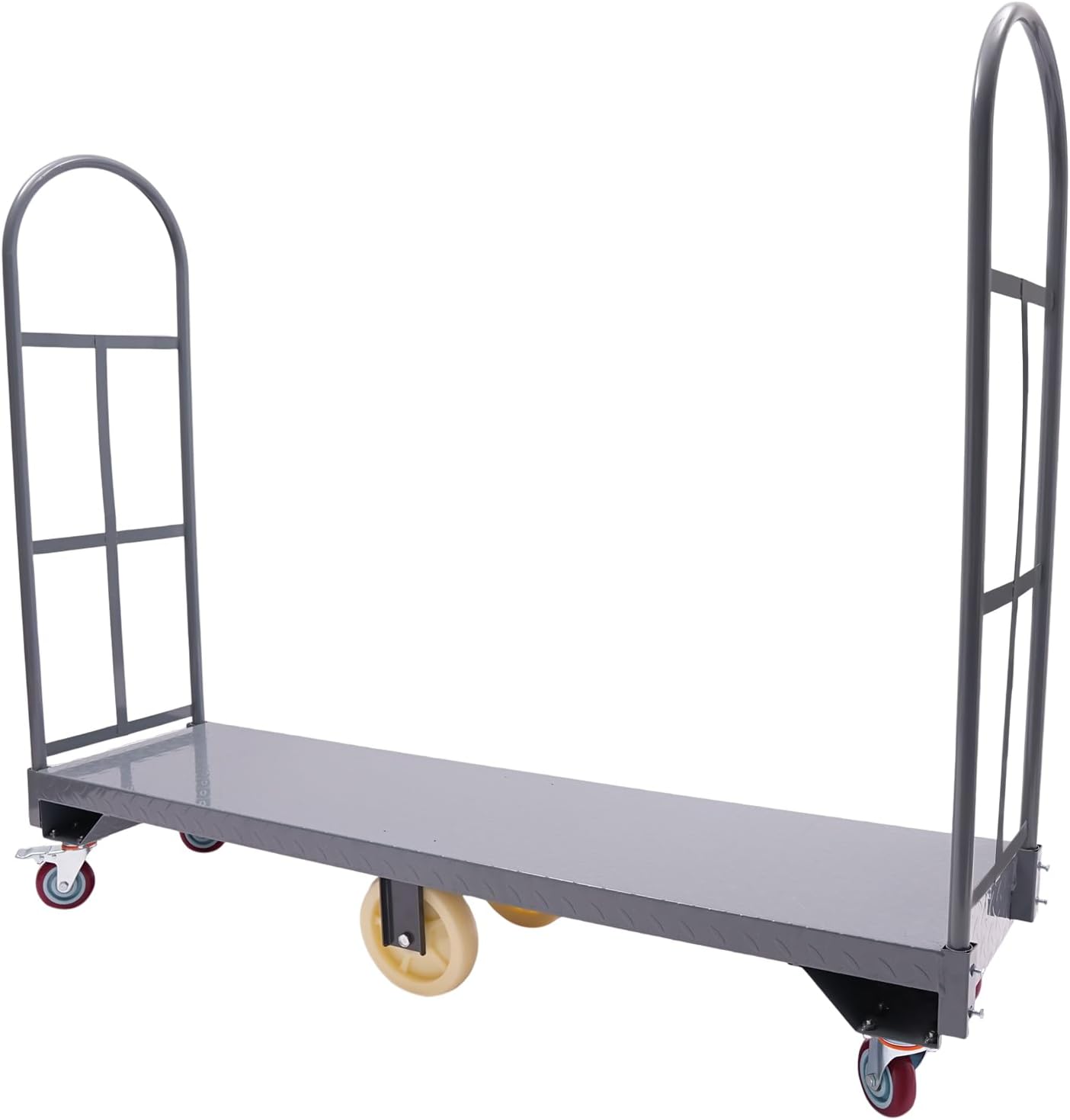 Narrow Aisle Steel Platform Cart Dolly, 16" x65 Heavy Duty Utility Cart, 2000Lbs Capacity U-Boat Platform Dolly Hand Truck w/Universal Wheels for Warehouses Storage Rooms & Ransportation Facilities