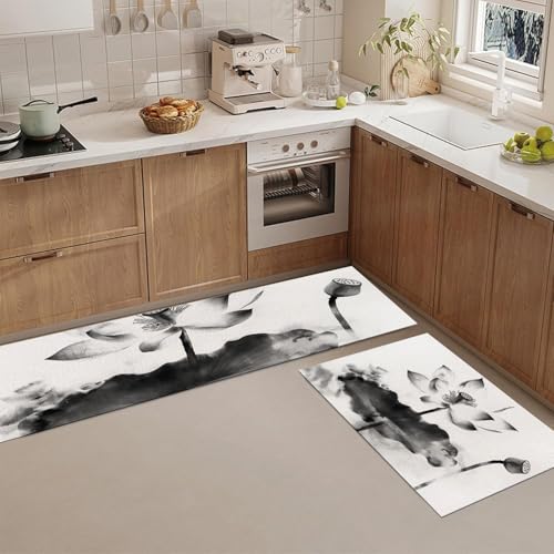 Alfombras antideslizantes de cocina con soporte antifatiga y diseño lavable de loto 5
