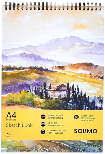 Amazon Brand - Solimo A4 Sketchbooks, Spiral-Bound, Professional-Grade Sheets, Compatible with a Range of Art Material (Set of 1) (B0D3F7ZDML) Amazon Price History, Amazon Price Tracker