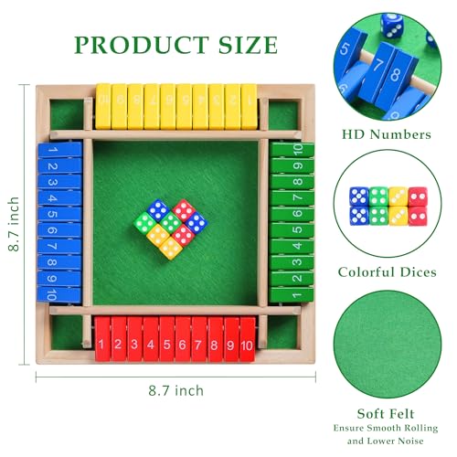 Juego de Mesa Shut The Box tamaño viaje para 4 jugadores miniatura 3