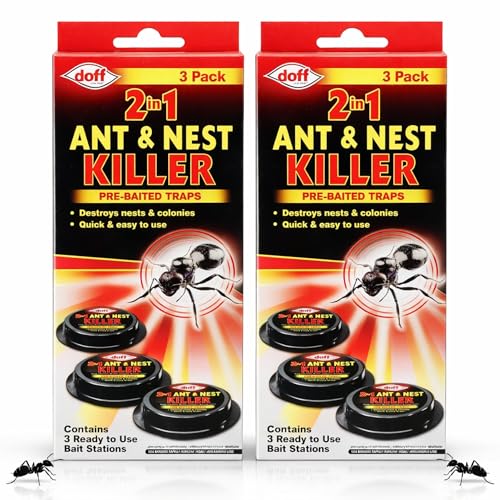 DOFF 2 in 1 Ant & Nest Killer Bait Stations Pack of 2 Ready to Use Ant Traps for Home & Garden Indoor Ant Control Easy Use Pre-Baited Ant Killer
