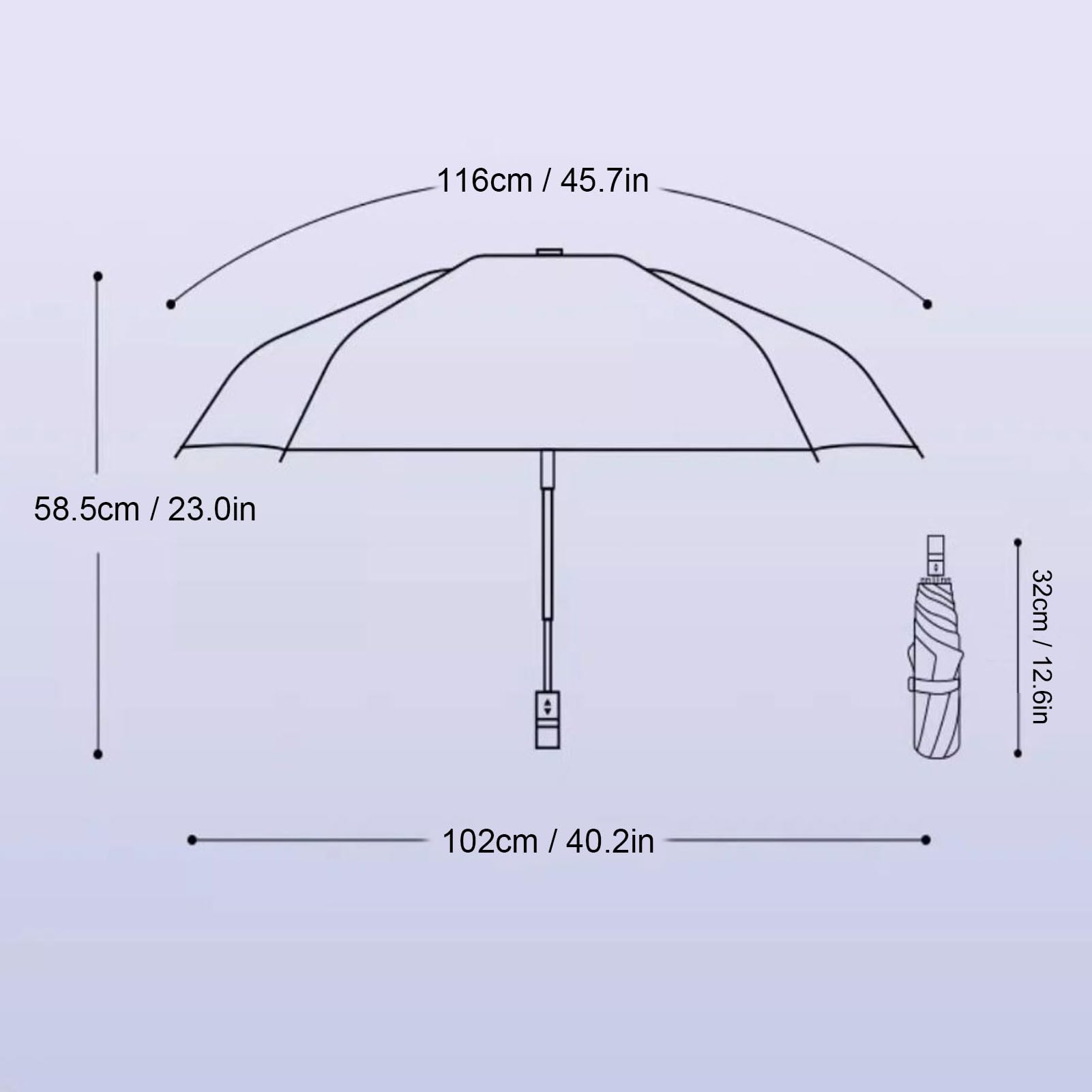 Aramox Umgekehrter Elektrischer Regenschirm, Kompakter, Umgekehrt Faltbarer Regenschirm mit Stahl-Fiberglas-Rahmen, Eins Zum Öffnen und Schließen, Wiederaufladbar, 260 MAh, 32 Cm Großer Reiseschirm