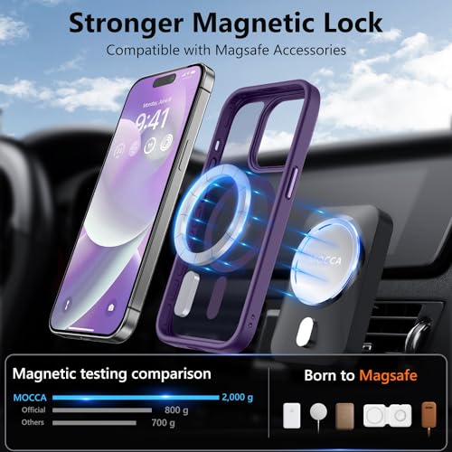 Image of MOCCA Magnetic Shockproof for iPhone 14 Pro Case,Deep Purple | 13ft Drop Tested | Compatible with MagSafe | Anti-Slip Matte Finish | Raised Camera & Screen Lip | Ultra-Slim Design
