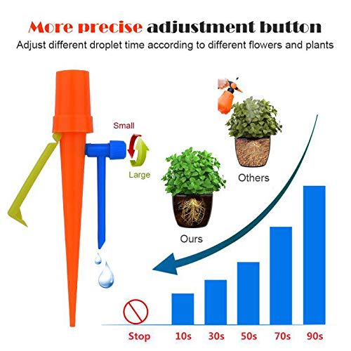【2020 Upgrade】 Plant Self Watering Spikes Devices, Slow Release Control Valve Switch Automatic Irrigation Watering Drip System, for Preventing Stop Water Cutoff with Anti-Tilt Bracket-12Pack - Thumbnail 2