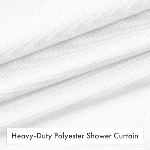 Image of Amazer Small Stall Shower Curtain Liner Washable, 60 x 72 Inches, Fabric Shower Liner with 2 Bottom Stones, Narrow Waterproof RV Shower Curtain Liner, 10 Grommet Holes, Hotel Quality, White