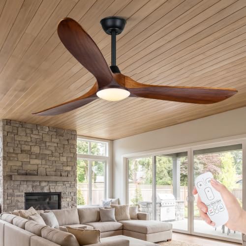 Image of 42 inch Wood Small Ceiling Fan with Light and Remote, Propeller