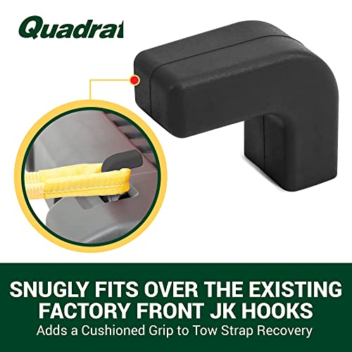 Quadratec Factory Bumper Tow Hook Covers, Set Of 2, Black - Fits Jeep Wrangler Jk, Jl, Gladiator Jt 2007-2023 Front Bumpers - Adds Cushioned Grip To Tow Strap Recovery - Uv Resistant Silicone #TOP2