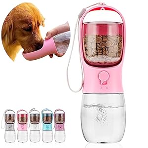 Dog Water Bottle,Portable Pet Water Bottle with Food Container,Outdoor Portable Water Dispenser for Cat,Puppy,Pets for Walking,Hiking,Travel,Puppy Essentials,Dog Stuff(10oz) Dog Water BottlePortable Pet Water Bottle with Food ContainerOutdoor Portable Water Dispenser for CatPuppyPets for WalkingHikingTravelPuppy EssentialsDog Stuff10oz