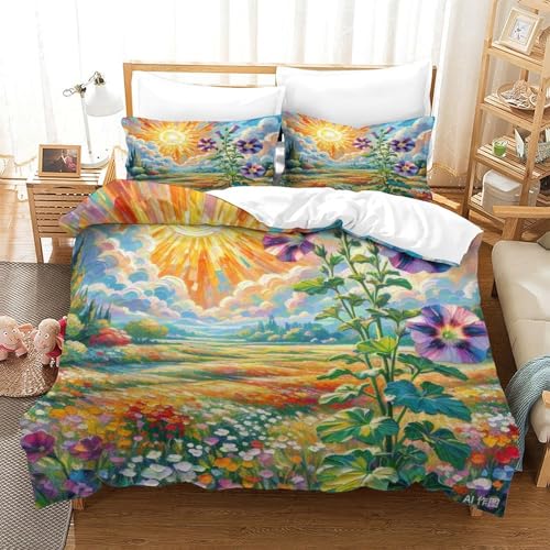 Housse de couette 140x200 anti-glissement parure de lit microfibre facile à laver - 2