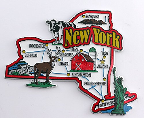 Imán decorativo del mapa y monumentos de Nueva York miniatura 1