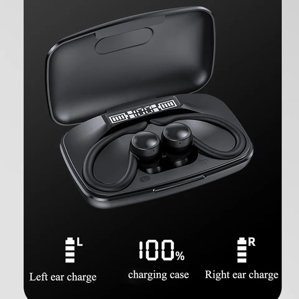 M88 Earbuds charging case display showing 100% charge.