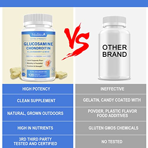 Glucosamine Chondroitin Msm Elderberry Boswellia Capsules- Extra Strength Natural Joint Support Supplement With Turmeric For Antioxidant,Immune Support Helps With Inflammatory Response*For Men & Women #TOP4
