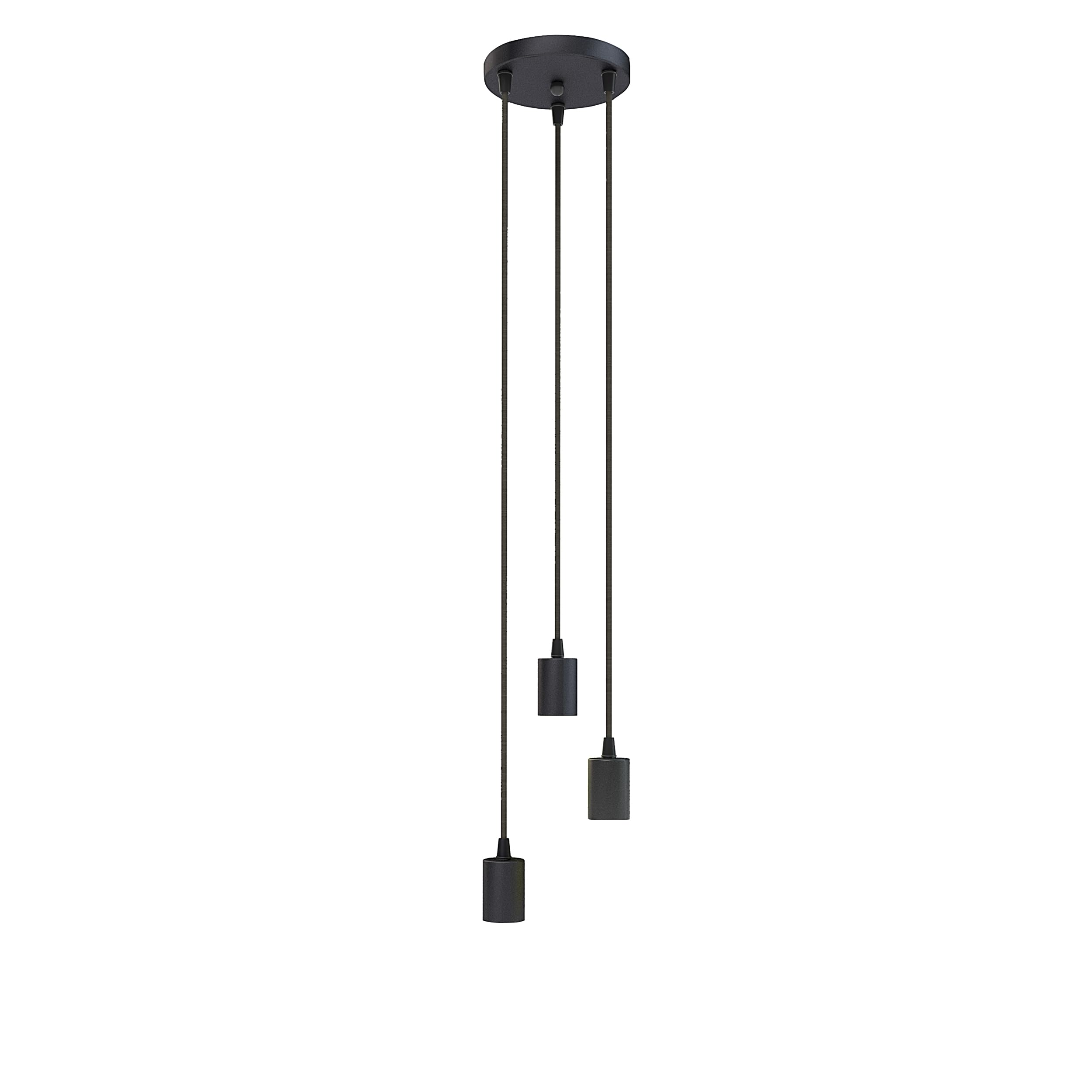 SSC-LUXon PARU Hängeleuchte 3-flammig Retro schwarz - Industrial Style Pendellampe mit Textilkabel höhenverstellbar für E27 Lampen