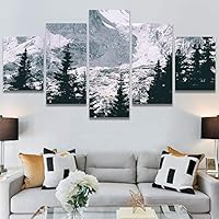 SIGNWIN 5 Panel Canvas Wall Art Rocky Mountains for Home Decorations Ready to Hang - 60