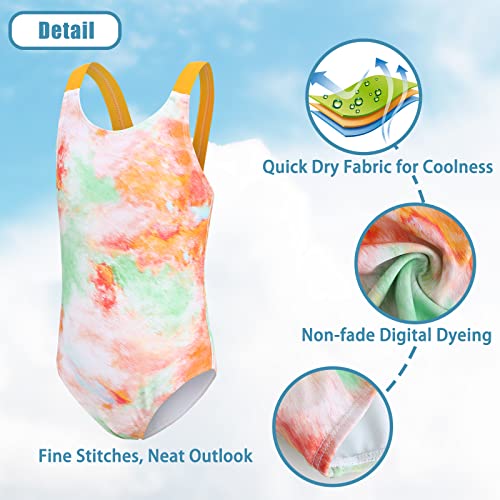 Image of Girls One Piece Swimsuits Tie Dye Bathing Suit for Girls Hawaiian Swimwear 3-16 Years