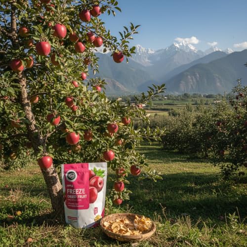 Image of FzyEzy Healthy Premium Freeze-dried Apple Fruit Slices | Free GMO | No Added Sugars, Preservatives, Artificial Flavors, Colors | Dehydrated | Pantry Groceries Perfect for Camping Vegan Healthy & Survival Travel Friendly Ready to Eat Snacks for Kids & Adults (Apple Slice | 80 gm)