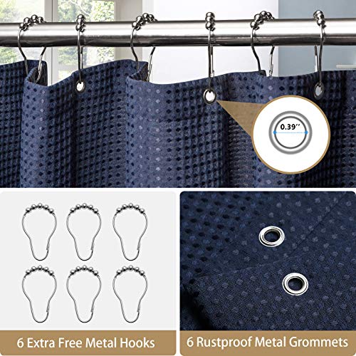 VANZAVANZU Waterproof Narrow Shower Curtain 92x182cm for Small Bathroom with Metal Hooks Waffle Fabric Shower Curtain Heavy Duty Bath Curtain for Wet Room Bathtub Shower Stall - Image 4