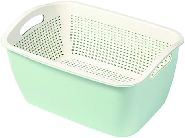 Double Plastic Kitchen Colander Detachable Colanders Strainers Set, for Fruits Vegetable Cleaning 13in U-Shaped Water Filter Bowl(Blue)